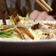 An 'Insect tsukemen' ramen noodle topped with fried worms and crickets.